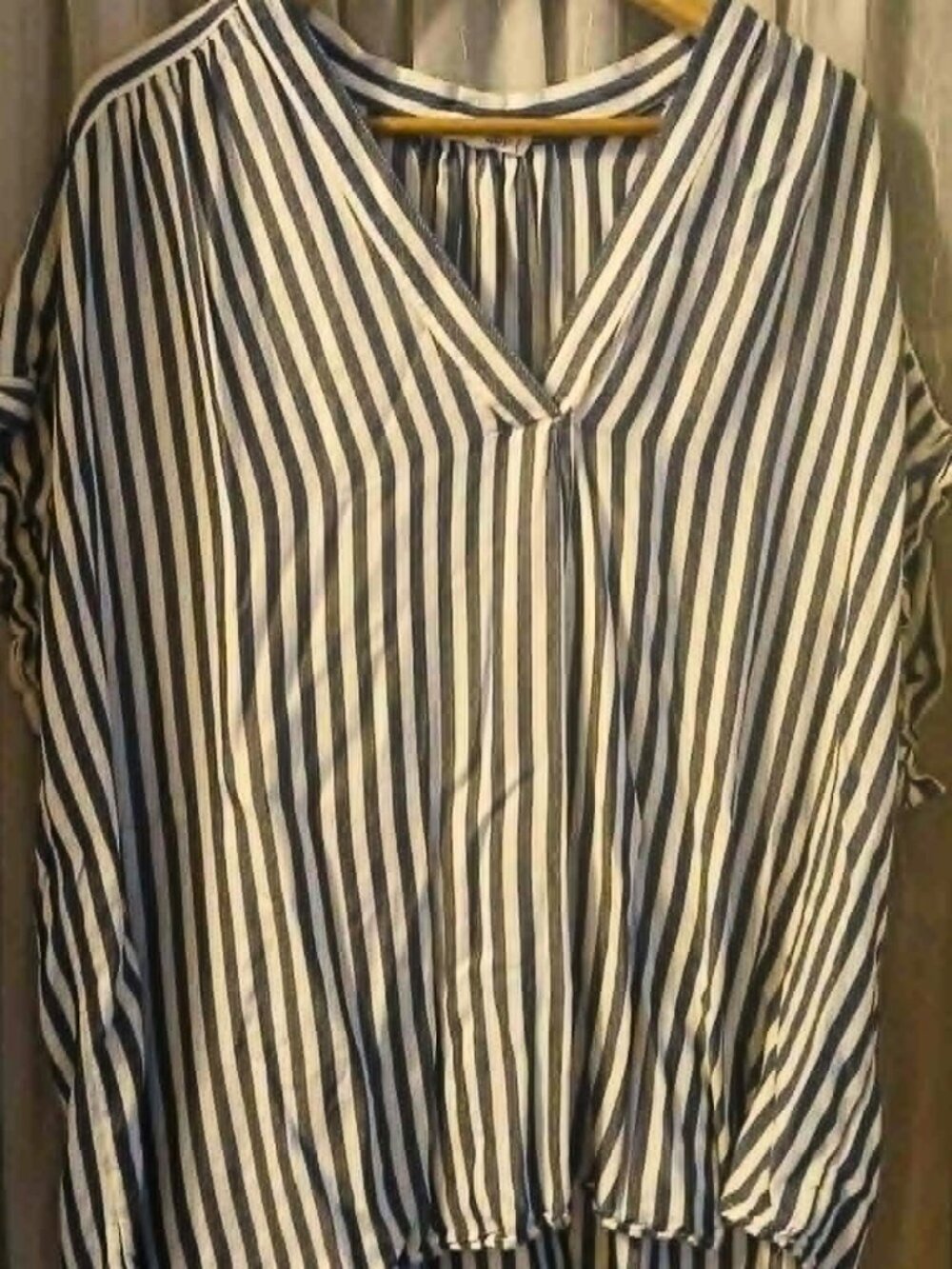 Workshop Republic Blue White Striped V-Neck Tunic Blouse 3X